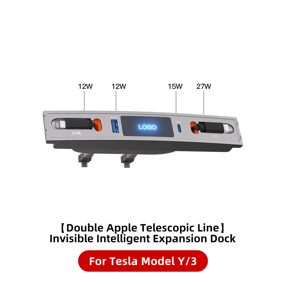 27W Quick Charger USB Hub – Intelligent Docking Station & Splitter for Tesla Model 3 & Model Y