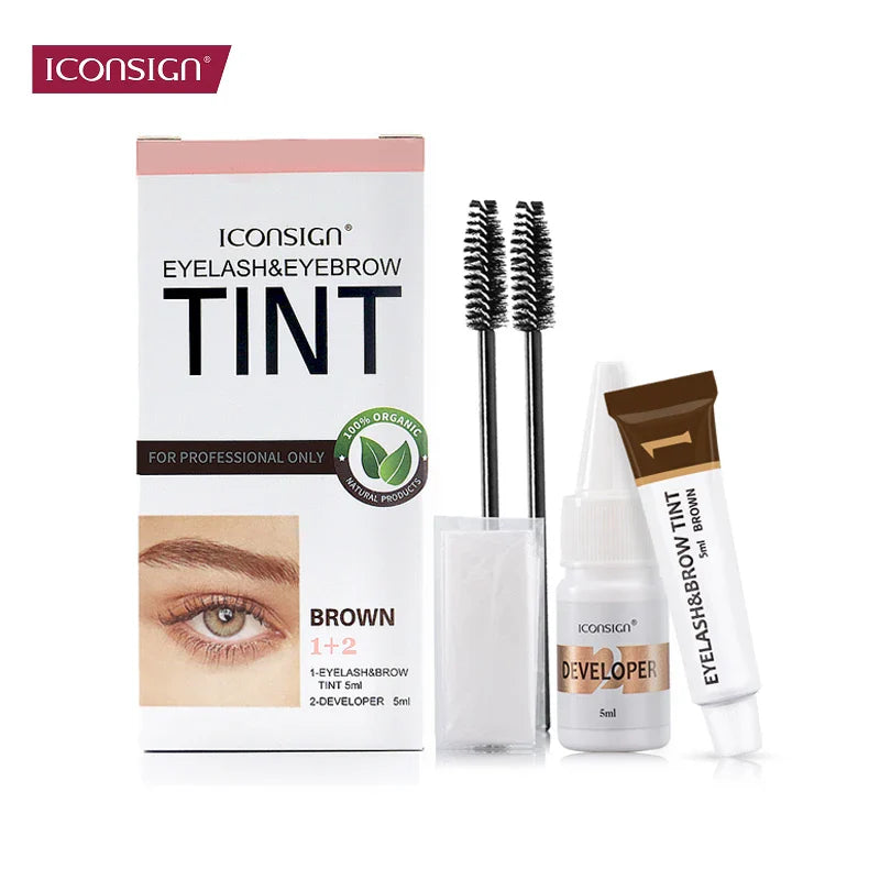 ICONSIGN Eyelash & Eyebrow Dye Tint Kit – Brow Enhancer, Mascara Lift & Tattoo Makeup Tools