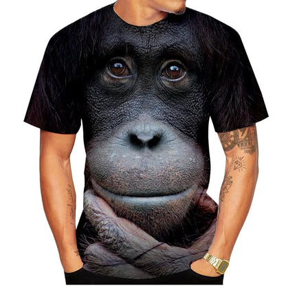 Men’s 3D Gorilla Monkey T-Shirt - Funny Graphic Print Summer Short Sleeve Shirt