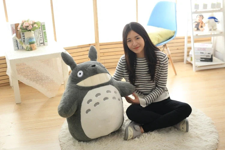 Cartoon Laugh Heartily Totoro Plush Toy — Stuffed Anime Movie Totoro, Lotus Leaf Pillow Plushie, Japanese-Style Doll Gift
