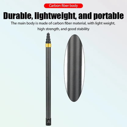 290CM Carbon Fiber Invisible Extended Selfie Stick – For Insta360 X3, GO 3, Action 4, GoPro Camera Accessories