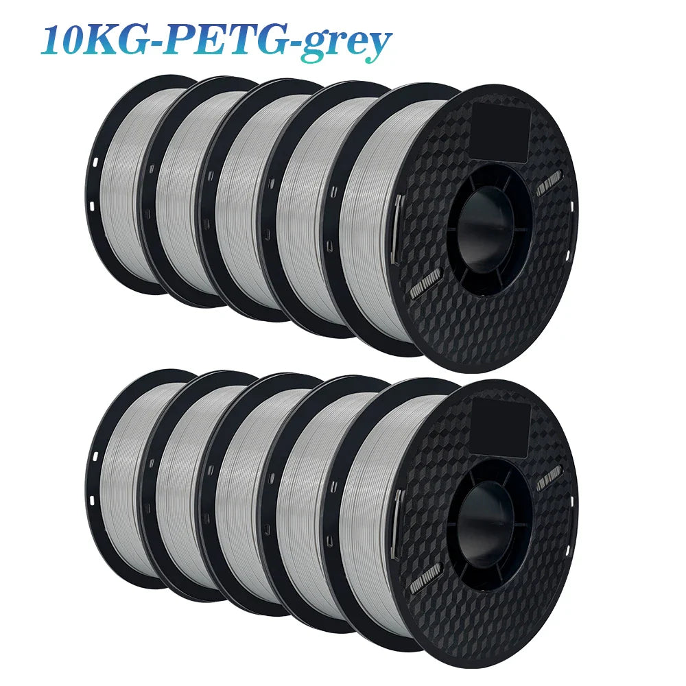 KINGROON 3D Printer Filament 22LBS — 10 Rolls 1KG 1.75mm PETG & PLA, Eco-Friendly Mixed Colors, High Toughness