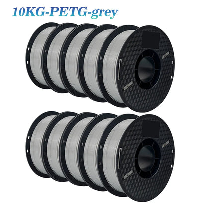 KINGROON 3D Printer Filament 22LBS — 10 Rolls 1KG 1.75mm PETG & PLA, Eco-Friendly Mixed Colors, High Toughness