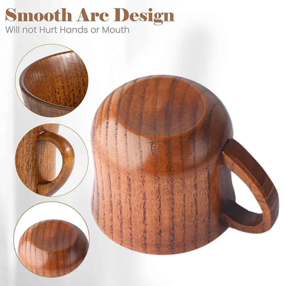 130ml Wooden Cup with Handle: Solid Wood Tea Cup - Sour Jujube Trumpet Cup for Kitchen or Living Room