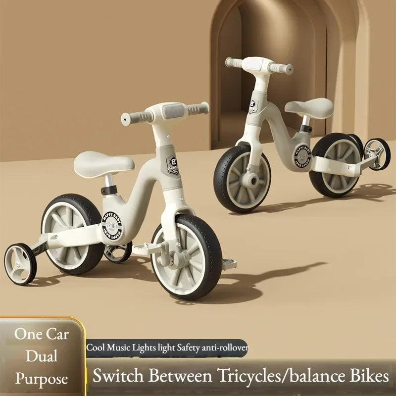 2-in-1 Children’s Balance Bike – Three-Wheeled Multifunctional Pedal Walker with Music & Lights, Indoor and Outdoor Baby Toy
