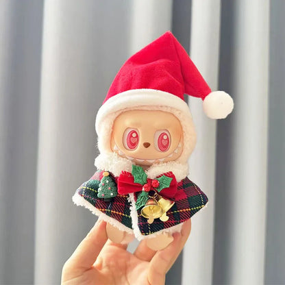 Mini Winter Plush Outfit for Labubu V1–V3 Dolls – Santa, Snowman & Elk Sweater Hat Set, New Year Gift