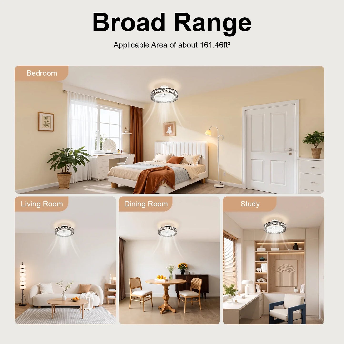 18.5-Inch Ceiling Fan Light - 6-Speed LED Lamp with 3 Color Temperatures, Remote Control, Timer & Reversible Rotation