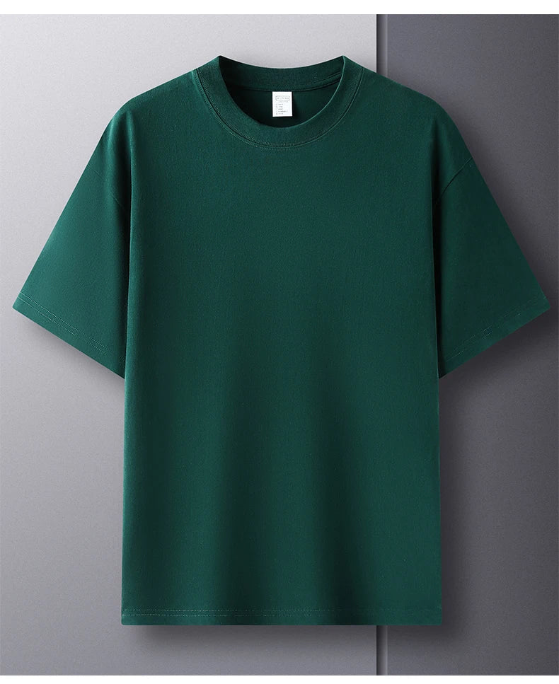 100% Pure Cotton Men’s Summer T-Shirt – High-End Short Sleeve Round Neck Breathable Fashion Top