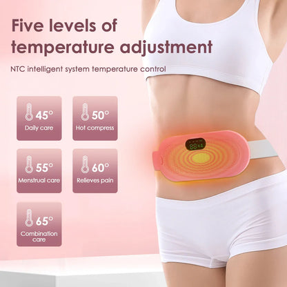 Electric Heating Pad for Women | Menstrual Cramp Relief Vibrator Belt | Abdominal Warmer & Blood Circulation Massager