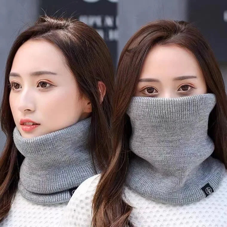 Women’s Winter Plush Woolen Scarf – Thick Fleece Neck Warmer, Knitted Muffler & Ski Mask