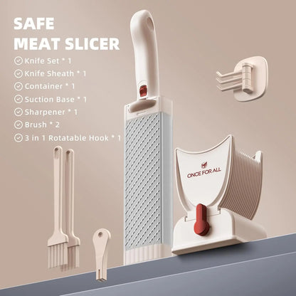 ONCE FOR ALL Meat Slicer Knife Set — Manual Kitchen Cleaver for Slicing & Shredding Fresh Beef