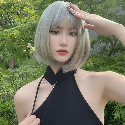 Synthetic Blonde Bobo Wig – Short Straight Breathable Hair Extension Wig for Young Women & Ladies