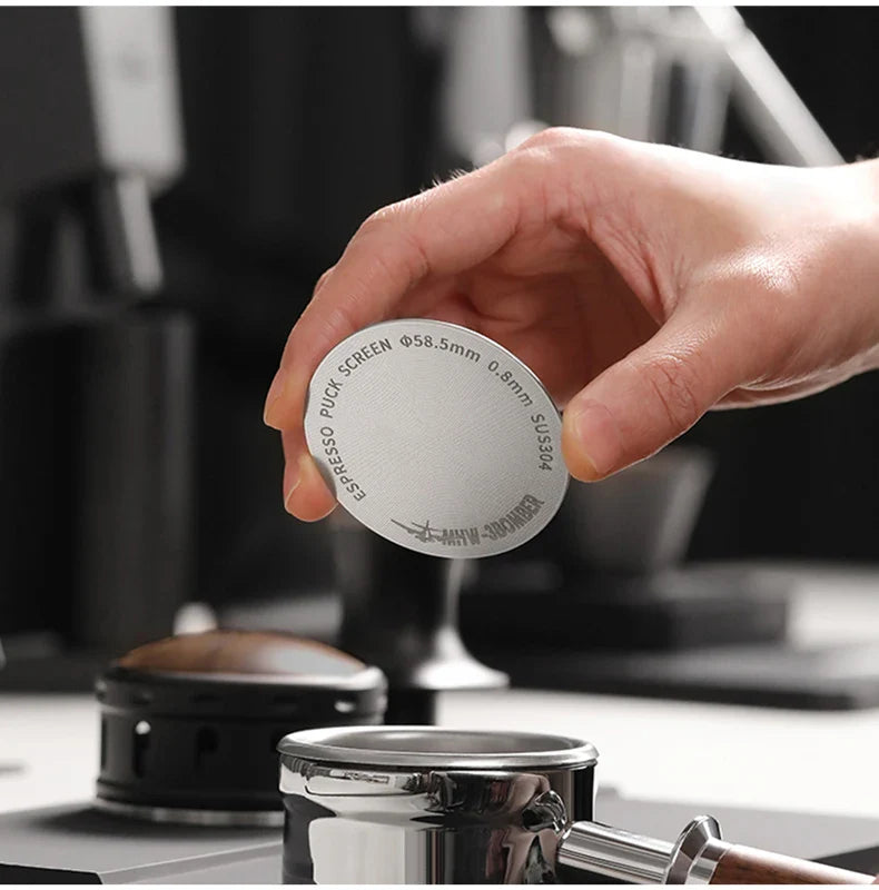 MHW-3BOMBER Espresso Puck Screen – 51/53/58.5mm Reusable Stainless Steel Coffee Filter, 0.8/0.2mm Thickness Coffee Tool