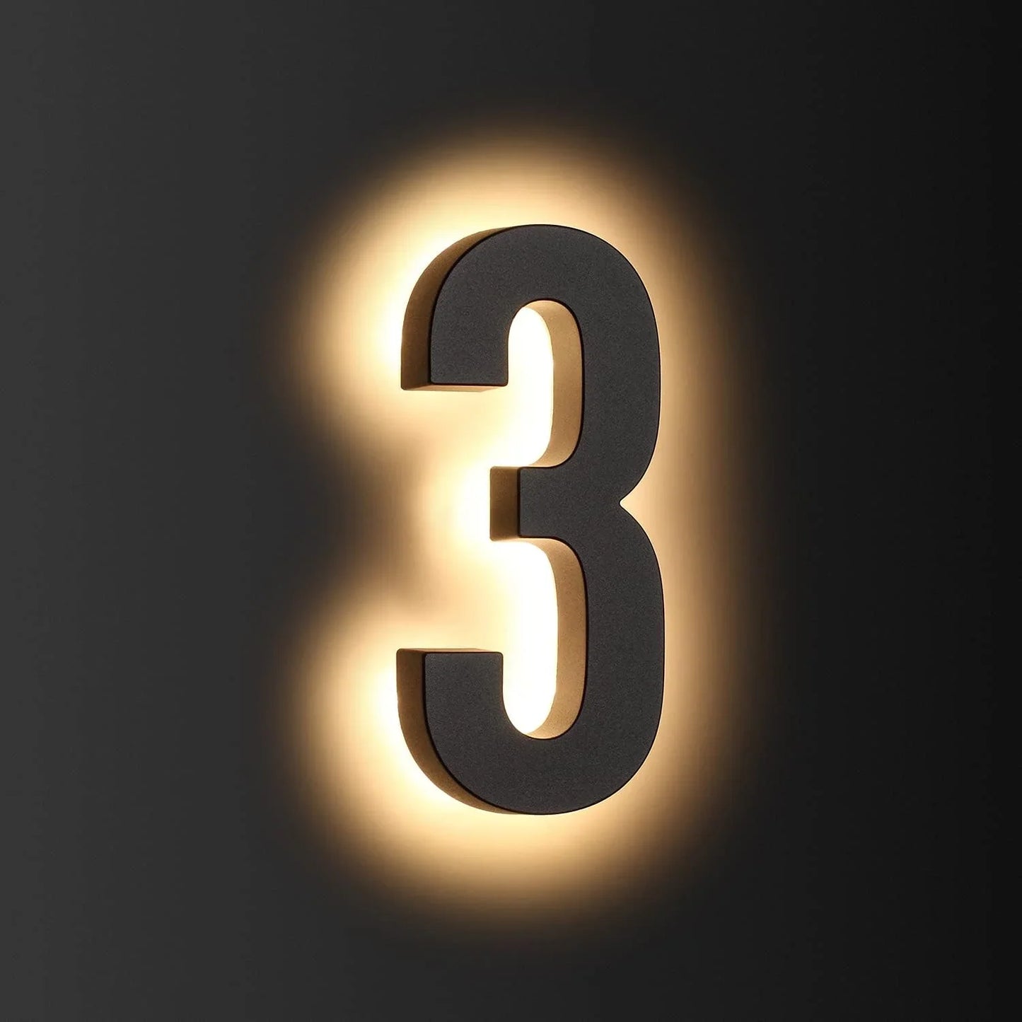 Illuminated Backlit LED House Numbers - Stainless Steel Floating Outdoor Address Sign with Durable Waterproof Finish