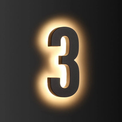 Illuminated Backlit LED House Numbers - Stainless Steel Floating Outdoor Address Sign with Durable Waterproof Finish
