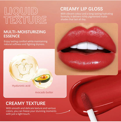 Velvet Matte Lip Gloss – 8 Colors Long-Lasting, Non-Drying, Moisturizing Plumping Lipstick for All Skin Tones