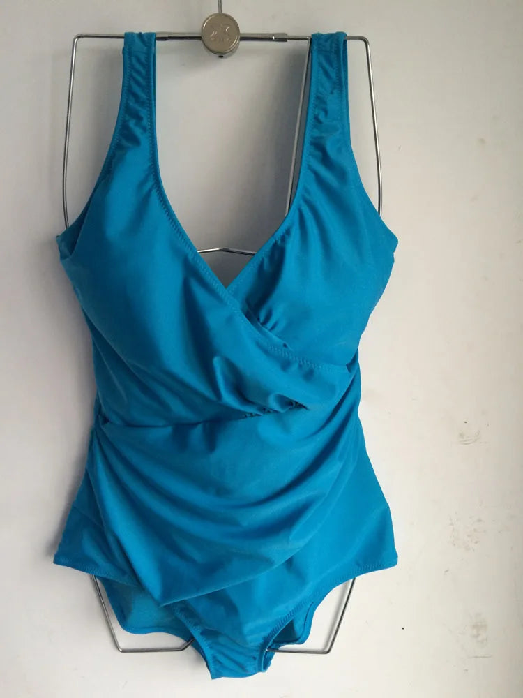 Women’s Plus Size 5XL One-Piece Swimsuit – V-Neck Tummy Control Bathing Suit, Modest Beachwear Swimwear