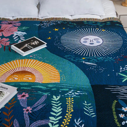 Animal Sofa Blanket Cover – European Village Cartoon Tapestry for Home Decor, Sofa, Bed & Camping