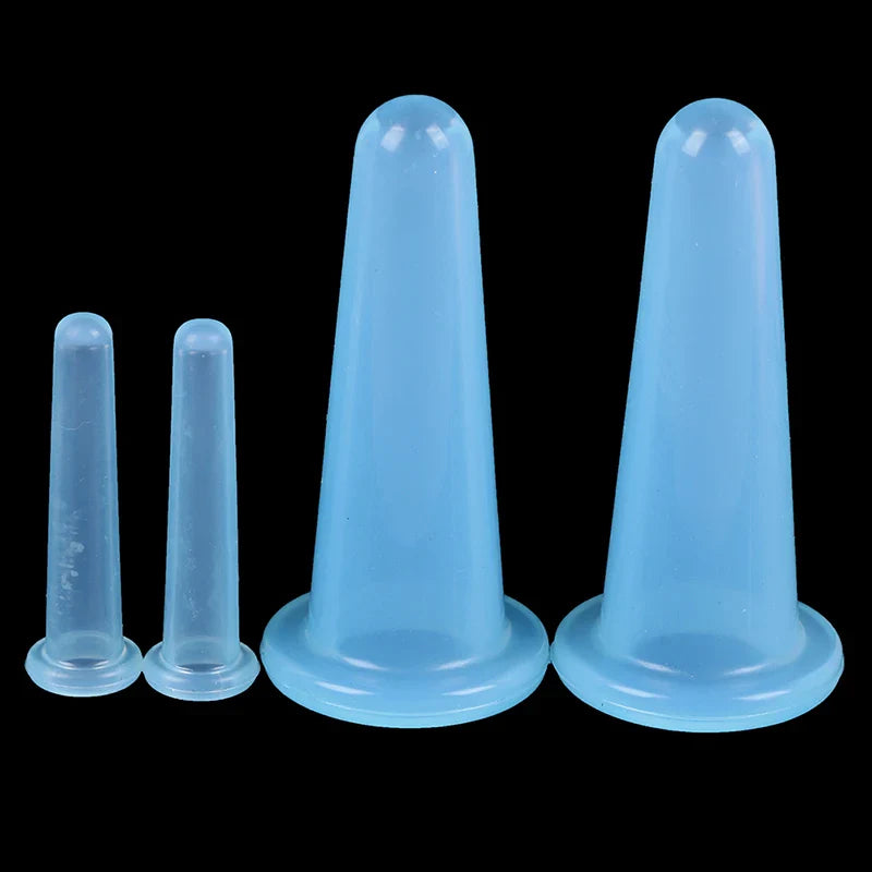 4pcs Silicone Vacuum Cupping Set – Face & Neck Massage Suction Cups for Anti-Cellulite Therapy