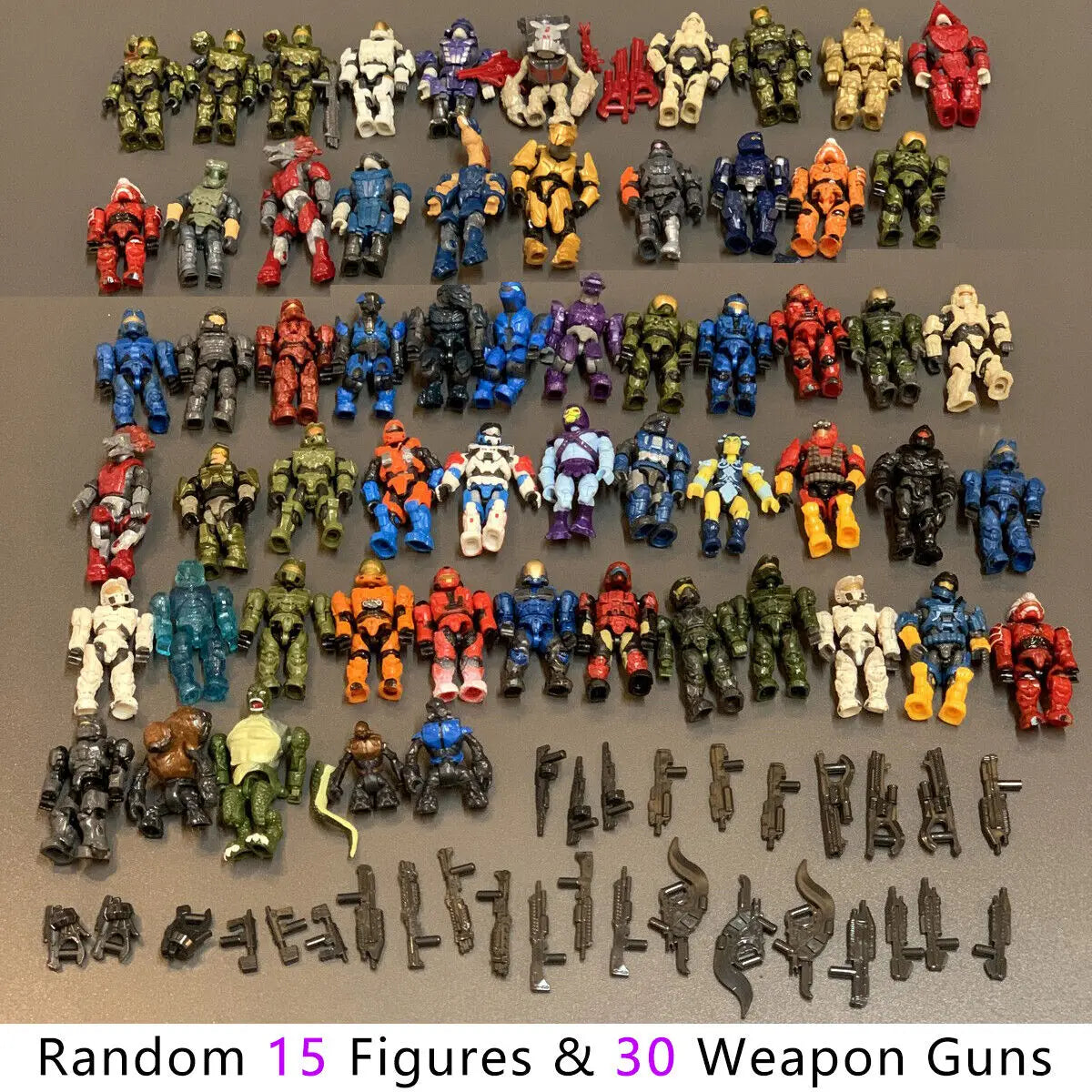 Mega Construx Lot – Master Chief, Elite, Grunt & MOTU He-Man Figures with Weapons