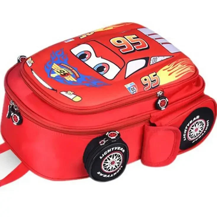 Disney Car Cartoon Backpack - School Bag for Boys and Girls Aged 3-12, Ideal for Kindergarten and Primary School