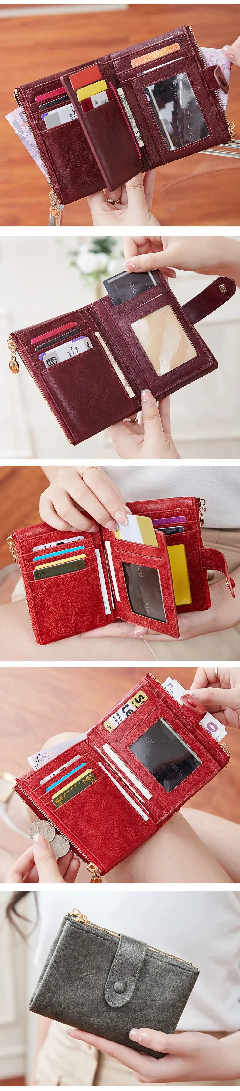 Minimalist Women’s Short Wallet – Large Capacity Triple-Layer Double Zipper Card Holder & Money Bag