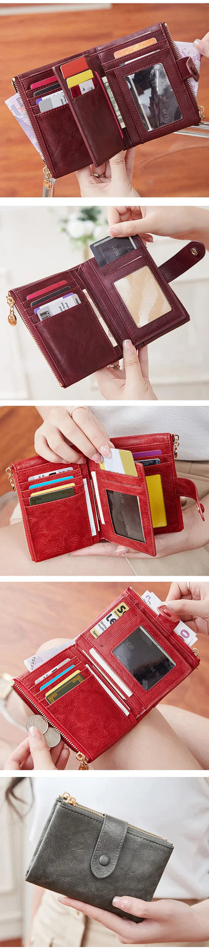 Minimalist Women’s Short Wallet – Large Capacity Triple-Layer Double Zipper Card Holder & Money Bag