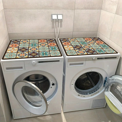 50x60cm Vintage Checkered Washing Machine Dust Cover – Quick-Dry, Absorbent Protective Top Mat for Washer & Dryer
