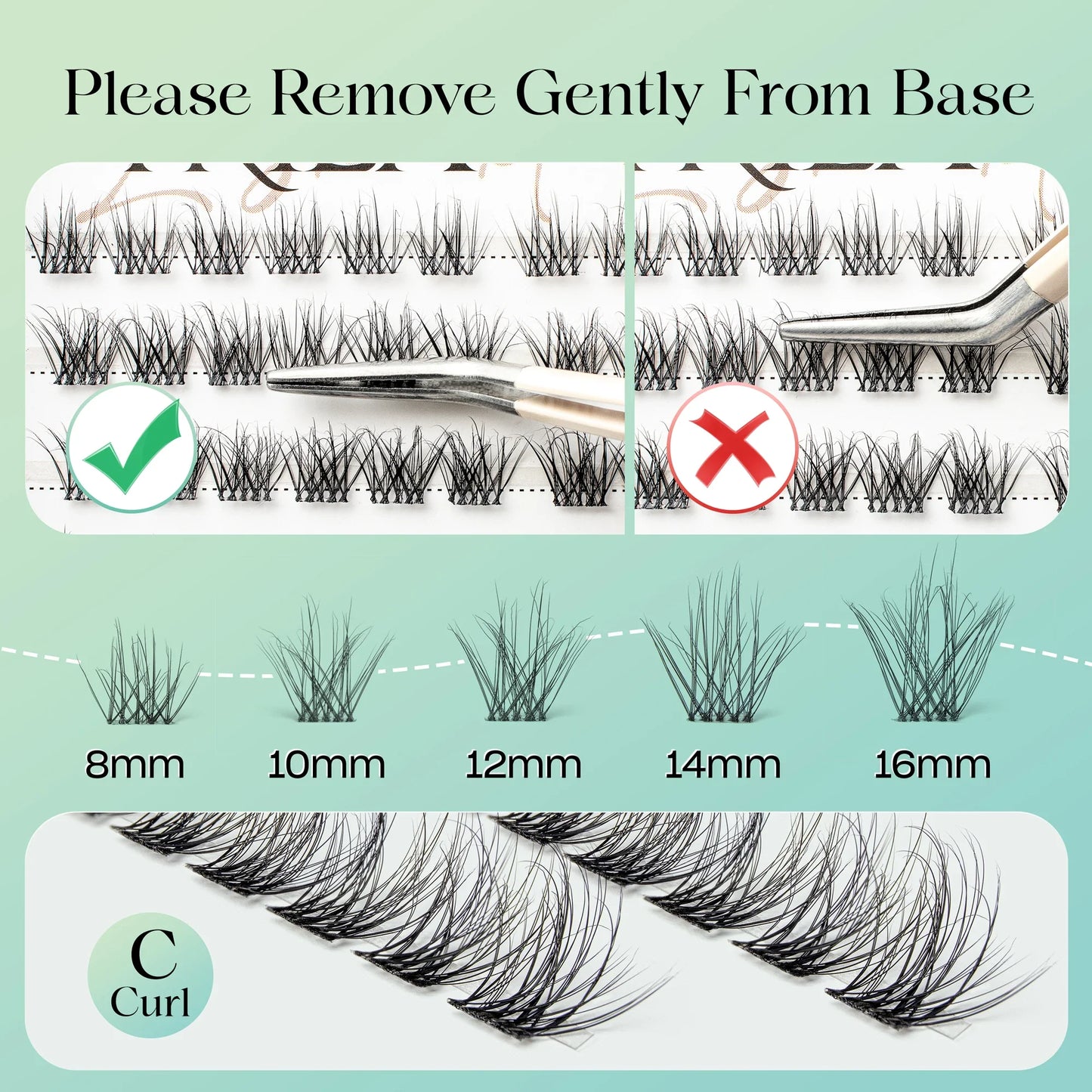 Individual Cluster Lashes C Curl – 3D Wispy DIY Extensions, 0.1mm Thin Band, Reusable & Natural