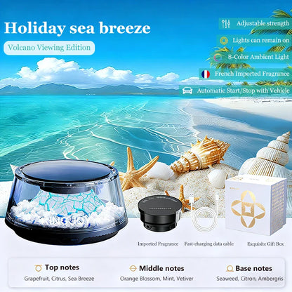 Solar Car Electric Aromatherapy Diffuser – AI Adjustable, Simulated Glacier Color, Alcohol-Free for Car, Home, Bedroom Gift