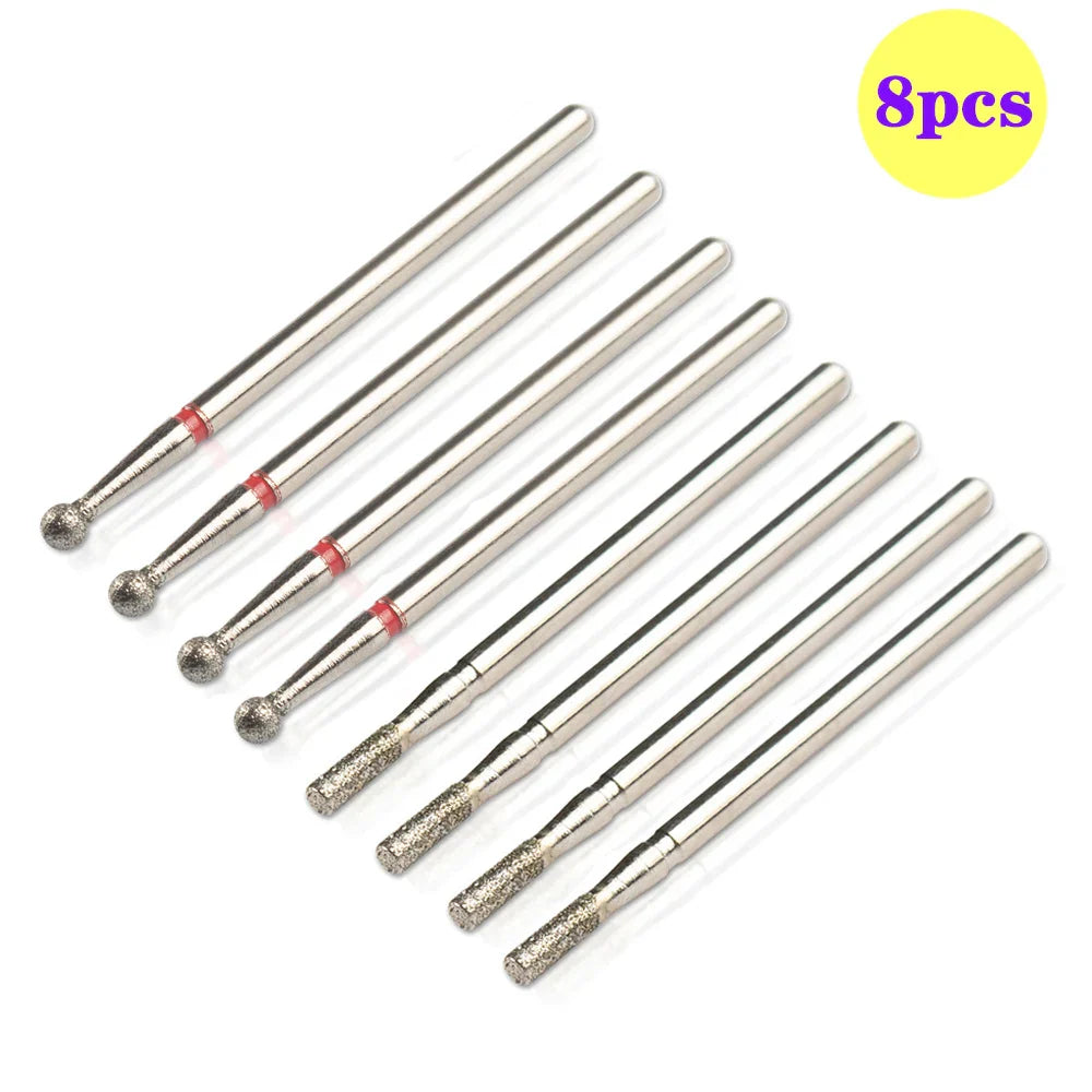 8pcs Diamond Nail Drill Bit Set - Rotary Electric Milling Cutters for Pedicure, Manicure, Cuticle Burr & Nail Tools Accessories