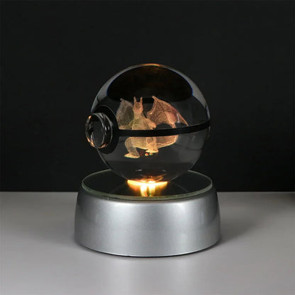Pokémon 3D Crystal Ball LED Night Light – Pikachu Gengar Eevee Mewtwo Pokéball Base Lamp Kids Birthday & Home Decor Gift