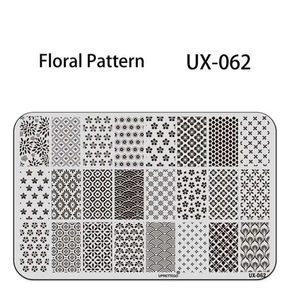 UX Serial 2 Stainless Steel Stamping Plate Template – Vintage Abstract Fabric Texture Pattern for Nail Art, Floral Lace, Xmas & Halloween Designs (UX52)