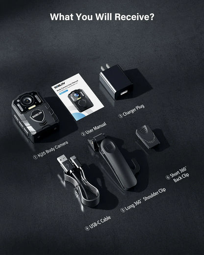 BOBLOV KJ25 1080p Body Camera — 3000mAh Night Vision Camcorder with 13H Recording, Police & Law Enforcement Camera, Ideal for Hiking & Riding