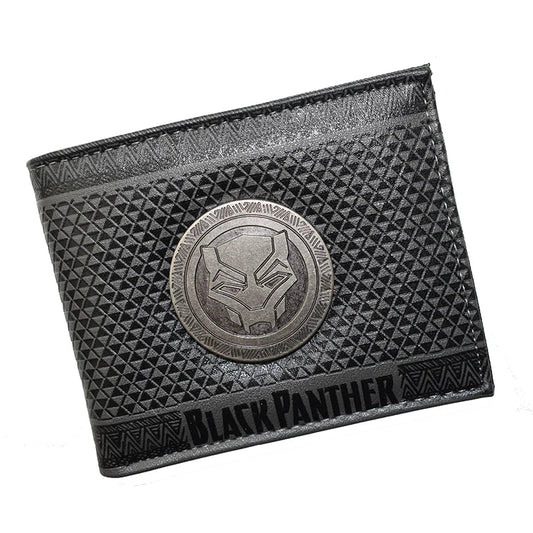 Marvel Black Panther Metal Design Wallet – PU Leather Purse with Coin Pocket for Youth