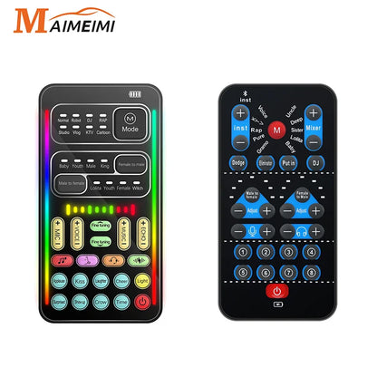 i9 Mini Voice Changer Sound Card – Portable Bluetooth Audio Effects Mixer for Live Streaming, Mic & Multi-Effect Voice Control