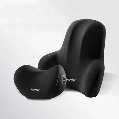 Memory Foam Car Neck & Lumbar Support Cushion – Universal Car Seat Pillow for Neck and Waist Comfort
