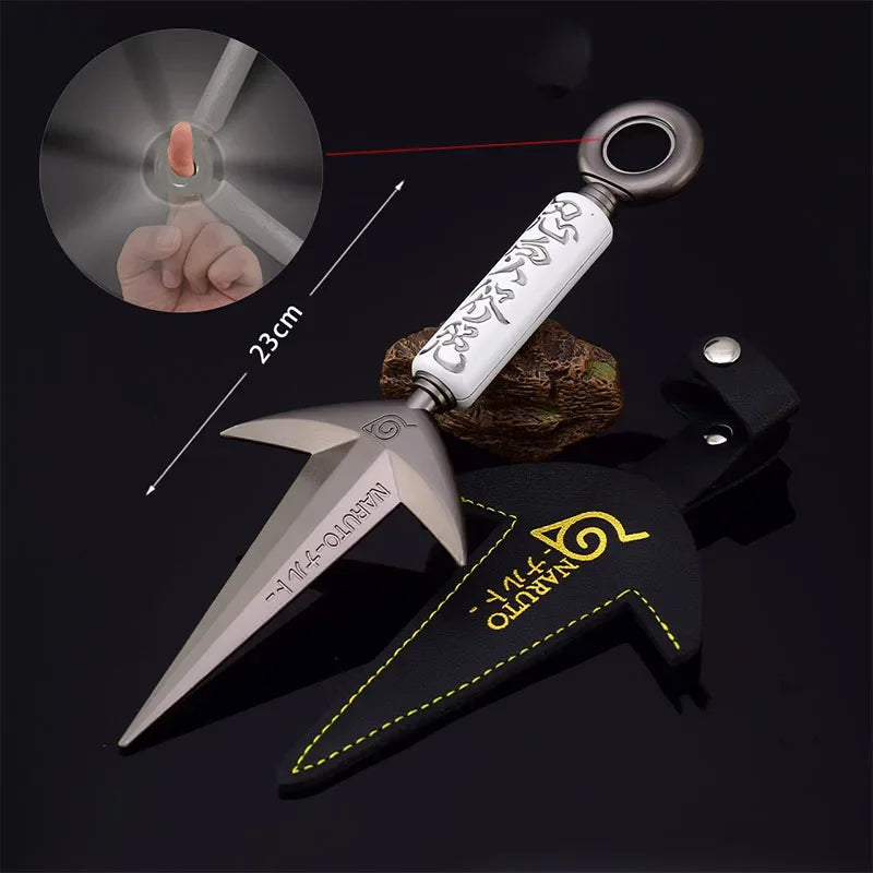 Namikaze Minato Flying Thunder God Kunai – 23cm Rotatable Metal Ninja Weapon Model, 3 Styles Collectible Toy