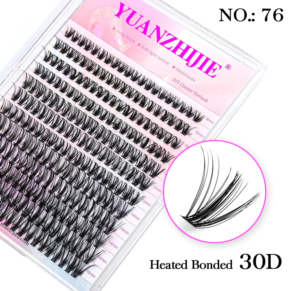 DIY 144 Cluster Lashes – Natural C/D Curl Individual Mink Eyelashes, Free Shipping, Home Makeup Supplies
