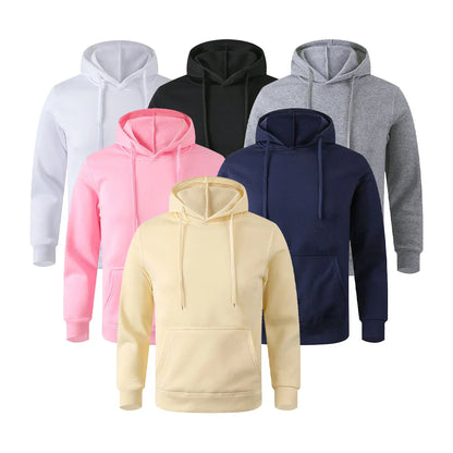 Unisex Warm Sweatshirt — Casual Solid Color Streetwear Pullover with Pocket, Sport & Fitness Hoodie in Multiple Colors