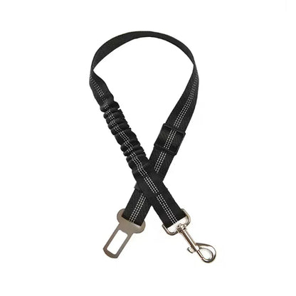 High-Grade Adjustable Dog Car Safety Belt — Shock-Absorbing Damping Strap with Reflective Trim, Universal Fit