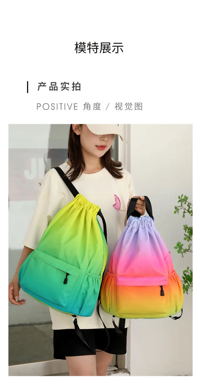 Bundle Pocket Waterproof Nylon Backpack — Portable Sports Bag for Outdoor, Camping, Swimming, Fitness, and School Use