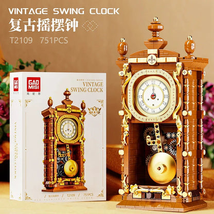 Classic Retro Swing Clock Building Blocks Set – 751PCS Mechanical Pendulum 3D Brick Model Kit for Kids & Adults Gift