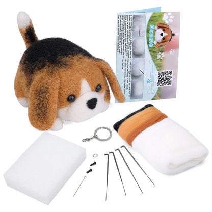 Animals DIY Needle Felting Set – Handcraft Project Kit for Beginners with Foam Mat & Tools