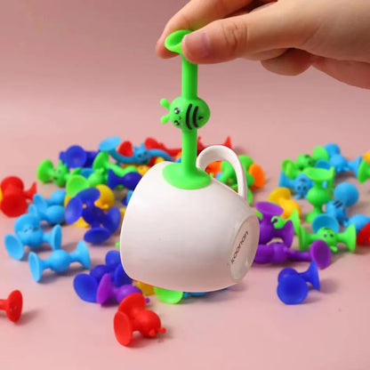 Interactive Bees Suction Cup Toy - Soft Building Blocks Pop Sucker and Dart Set, Perfect Gift for Kids
