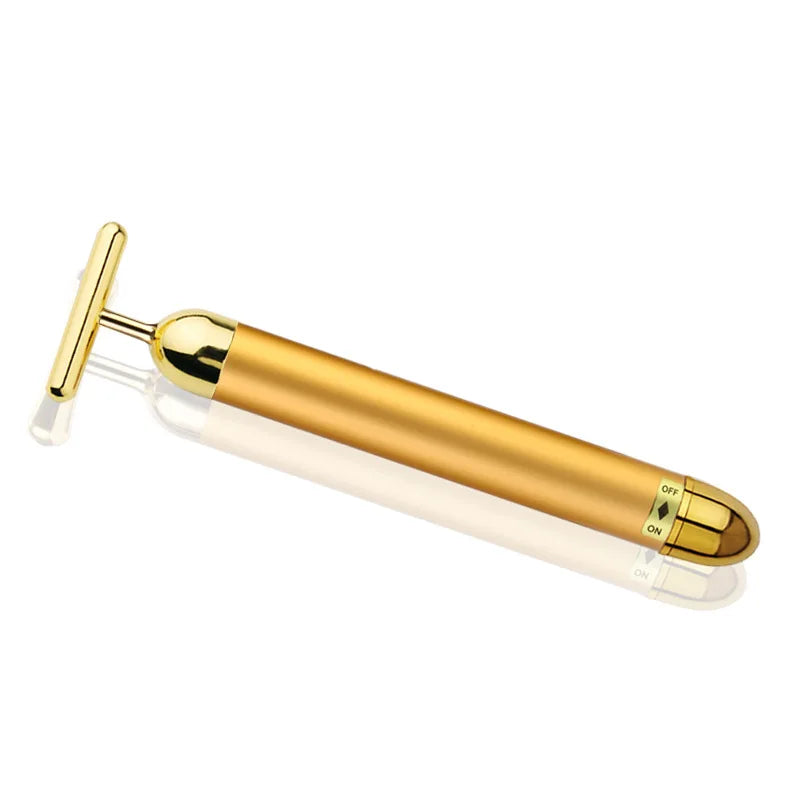 24K Gold Facial Slimming Beauty Bar – Pulse Vibrating Roller for Skin Lifting, Firming & Wrinkle Tightening