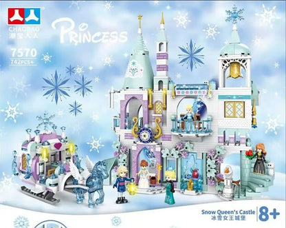 Princess Luxury Ice Castles Playground House Building Blocks Set - Winter Snow Horse Figures Toy for Girls, DIY Gift