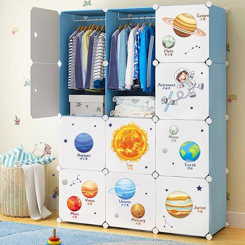 Kids Cartoon Solar System Wall Stickers - Cosmic Planets, Sun, Earth, Moon Decals for Bedroom, Reading Room, School Nursery
