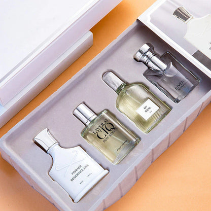 Brand Men's Perfume 100ml Gift Box - Four-Piece Set with Lasting Fragrance Body Spray, Fresh Plant Floral Scent and Pheromones
