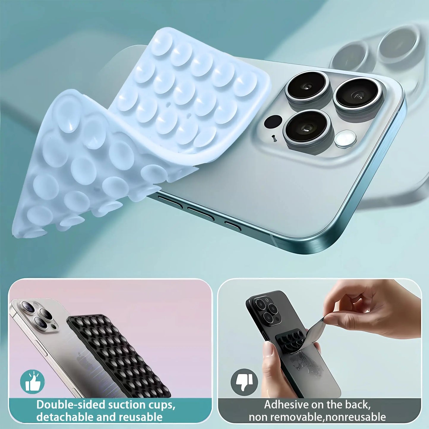 Silicone Suction Cup Phone Holder – Double-Sided, Anti-Slip Mobile Mount, Detachable Rubber Pad for Smartphones